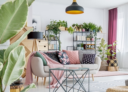 Living room with plants